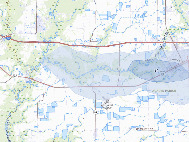 NEXRAD radar-signature map of the hail over Morse, LA