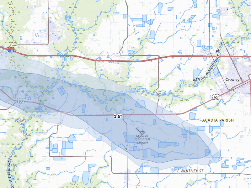 NEXRAD radar-signature map of the hail over Morse, LA