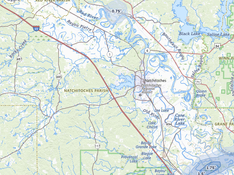NEXRAD radar-signature map of the hail storm over Natchitoches, LA on Mar 7, 2026