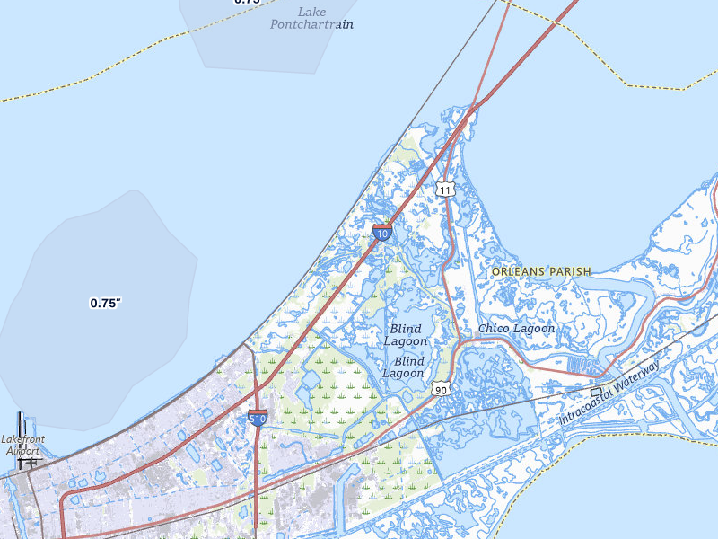 NEXRAD radar-signature map of the hail storm over New Orleans, LA on Jul 6, 2026