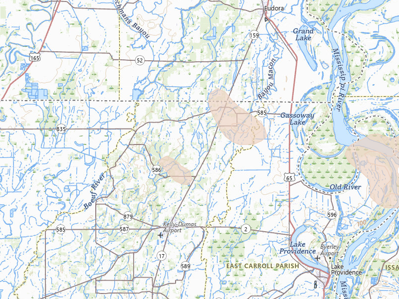 Radar-estimated hail-size map of the storm over Oak Grove, LA on Sep 3, 2026