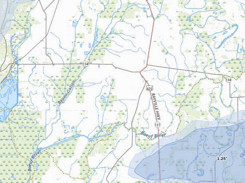 NEXRAD radar-signature map of the hail storm over Oak Ridge, LA on Jul 1, 2026