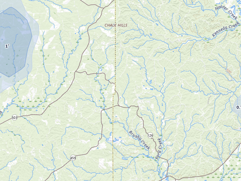 NEXRAD radar-signature map of the hail storm over Olla, LA on Jun 1, 2026