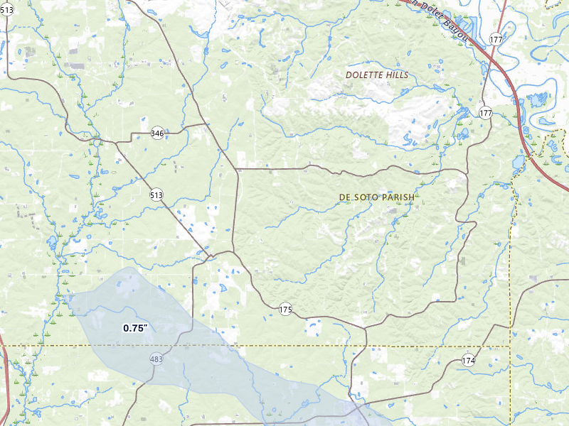 NEXRAD radar-signature map of the hail storm over Pelican, LA on Jul 12, 2026