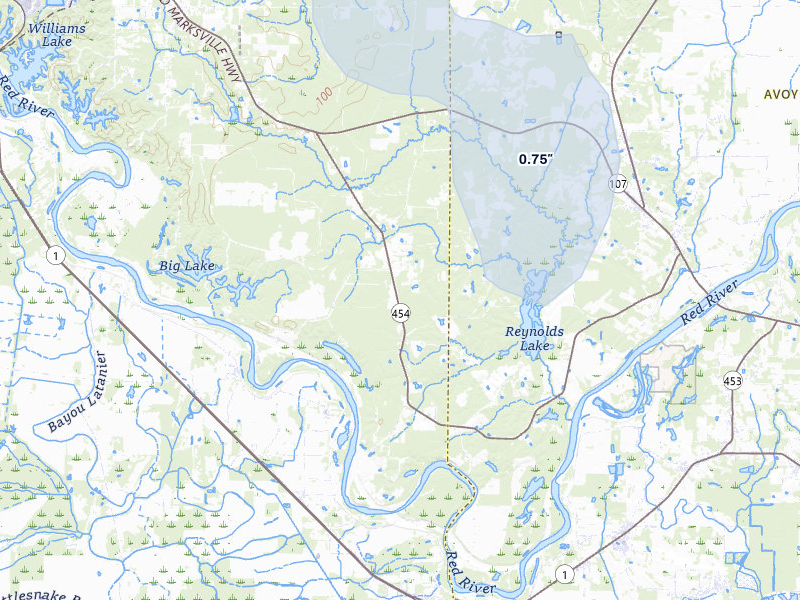 NEXRAD radar-signature map of the hail storm over Pineville, LA on Mar 7, 2026