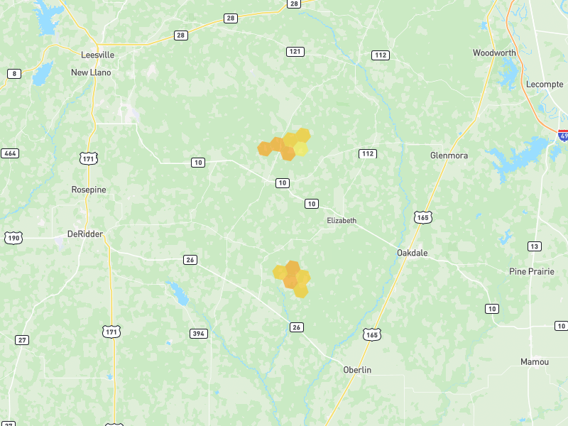 Hail map of Pitkin, LA on Jul 5, 2026, hail up to 1.25"