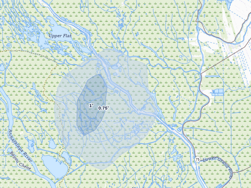 NEXRAD radar-signature map of the hail storm over Plaquemine, LA on Aug 21, 2026