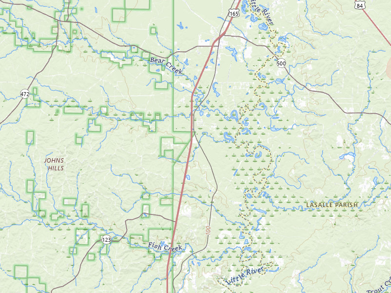 Radar-estimated hail-size map of the storm over Pollock, LA on Jul 6, 2026