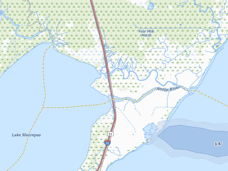 NEXRAD radar-signature map of the hail storm over Ponchatoula, LA on May 8, 2026