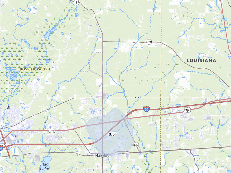 NEXRAD radar-signature map of the hail over Princeton, LA