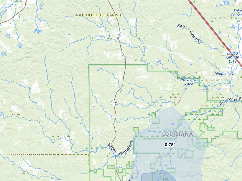 NEXRAD radar-signature map of the hail storm over Provencal, LA on Jul 6, 2026