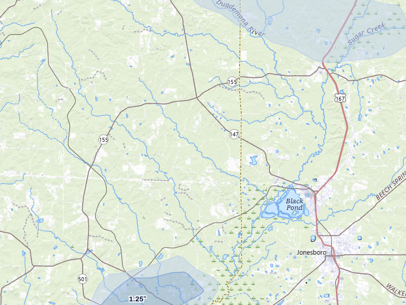 NEXRAD radar-signature map of the hail storm over Quitman, LA on May 8, 2026