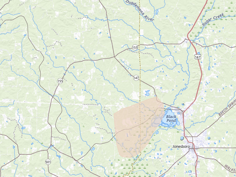 Radar-estimated hail-size map of the storm over Quitman, LA on Jun 19, 2026