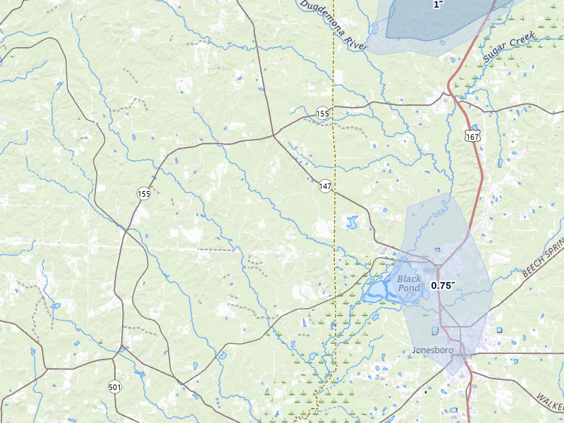 NEXRAD radar-signature map of the hail over Quitman, LA