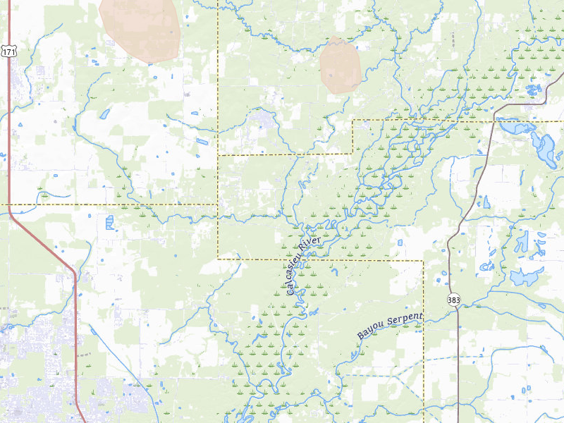 Radar-estimated hail-size map of the storm over Ragley, LA on Jul 7, 2026