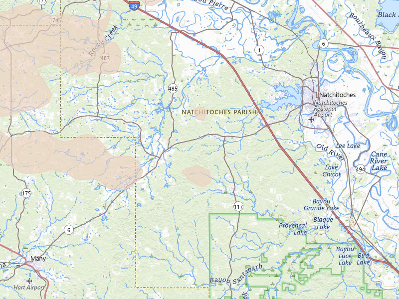 Radar-estimated hail-size map of the storm over Robeline, LA on Mar 15, 2026