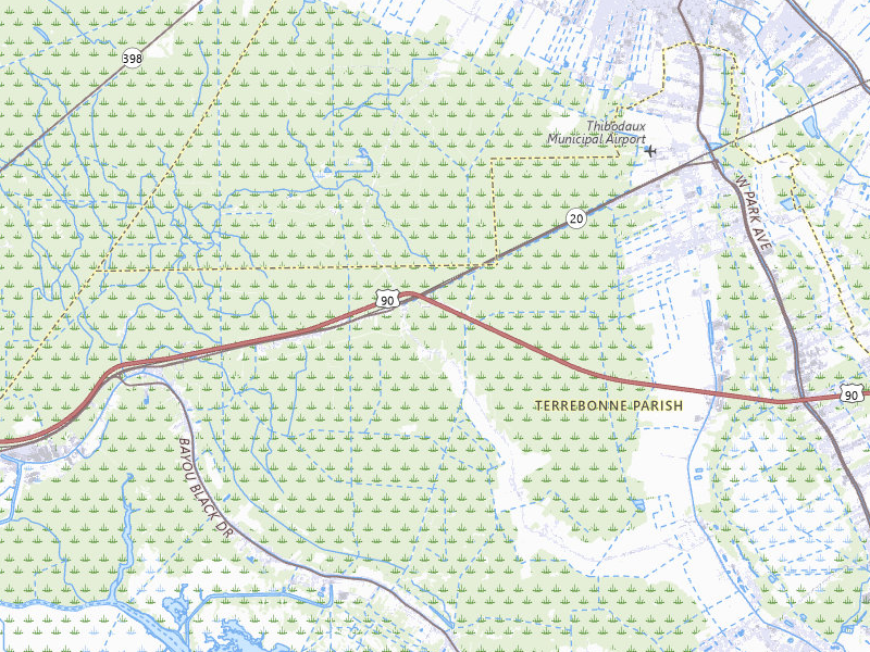 Radar-estimated hail-size map of the storm over Schriever, LA on Jun 2, 2026