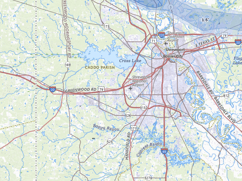 NEXRAD radar-signature map of the hail over Shreveport, LA