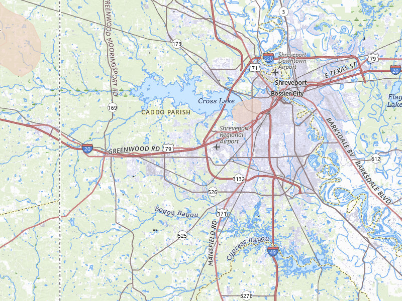 Radar-estimated hail-size map of the storm over Shreveport, LA on Jun 23, 2026