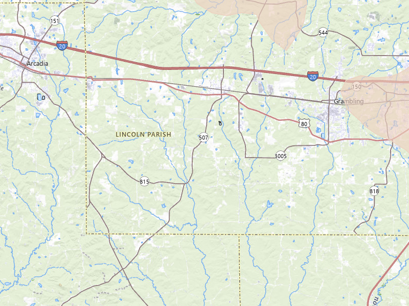 Radar-estimated hail-size map of the storm over Simsboro, LA on Jun 22, 2026