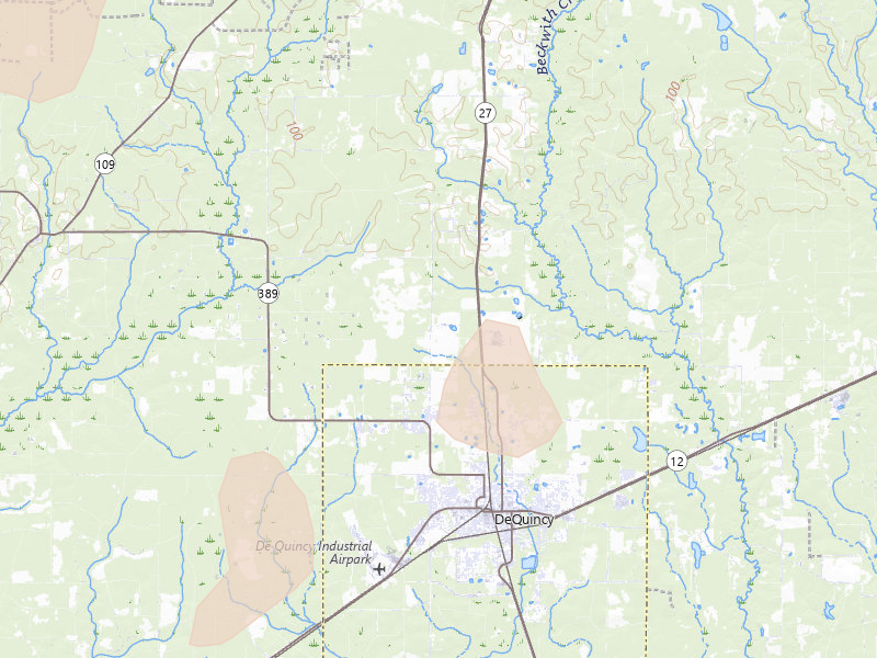 Radar-estimated hail-size map of the storm over Singer, LA on Jul 7, 2026