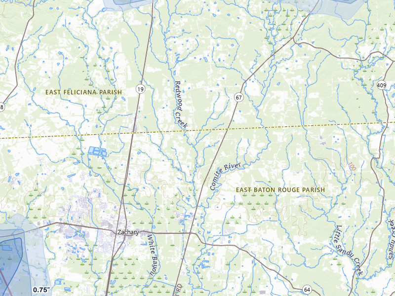 NEXRAD radar-signature map of the hail storm over Slaughter, LA on Aug 21, 2026