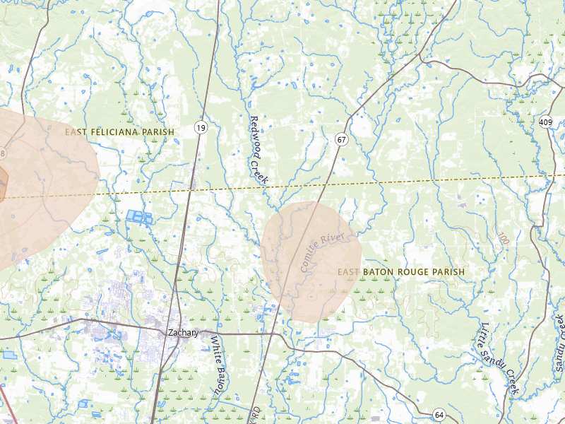Radar-estimated hail-size map of the storm over Slaughter, LA