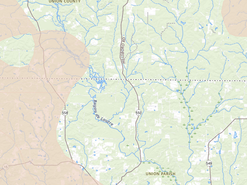 Radar-estimated hail-size map of the storm over Spearsville, LA on Apr 25, 2026