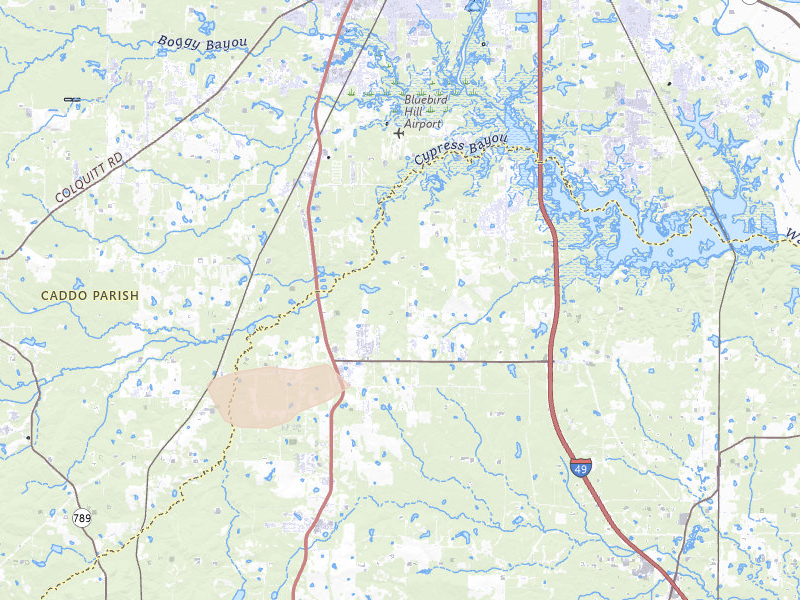 Radar-estimated hail-size map of the storm over Stonewall, LA on May 22, 2026