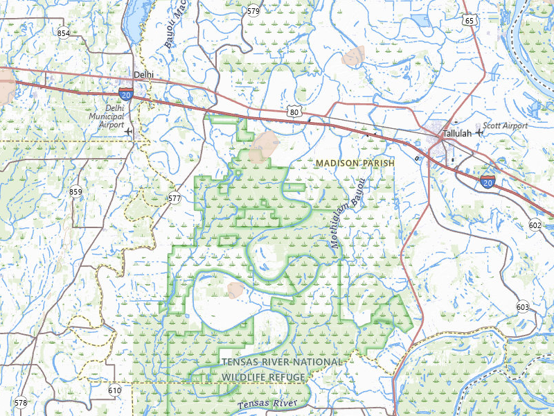 Radar-estimated hail-size map of the storm over Tallulah, LA on Mar 7, 2026