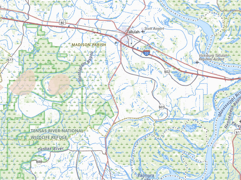 Radar-estimated hail-size map of the storm over Tallulah, LA on Mar 15, 2026