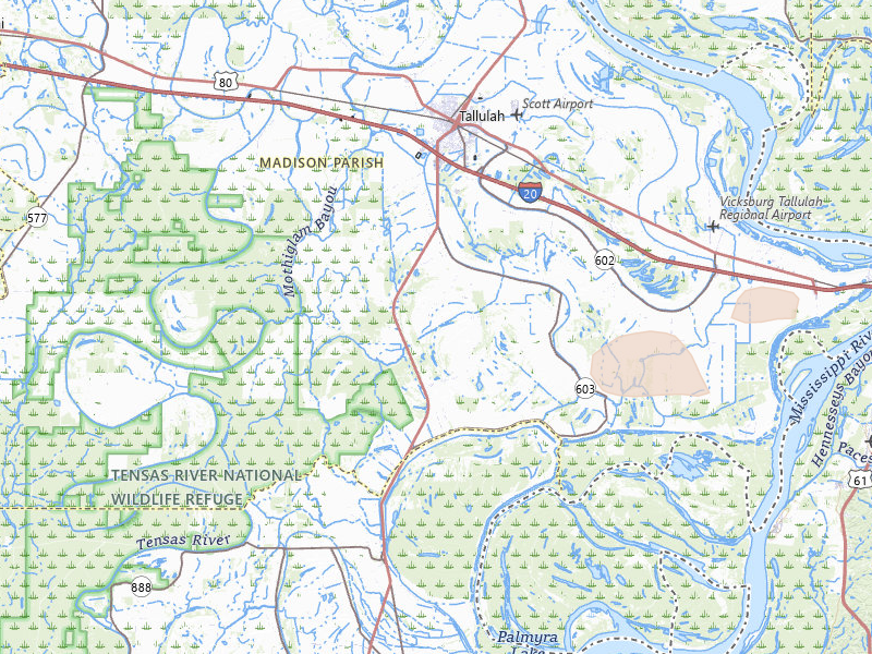 Radar-estimated hail-size map of the storm over Tallulah, LA on Jul 1, 2026