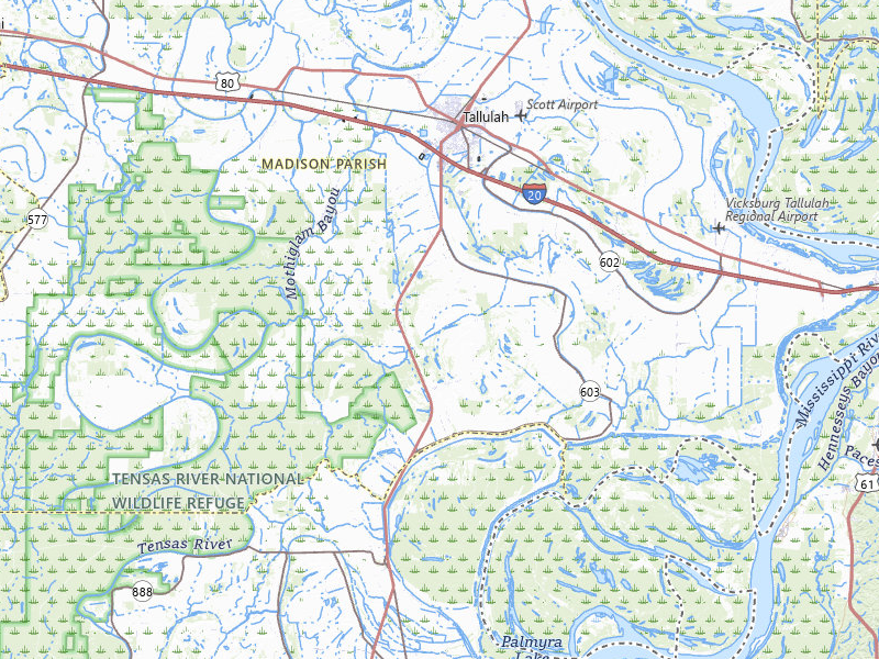 Radar-estimated hail-size map of the storm over Tallulah, LA on Jul 6, 2026