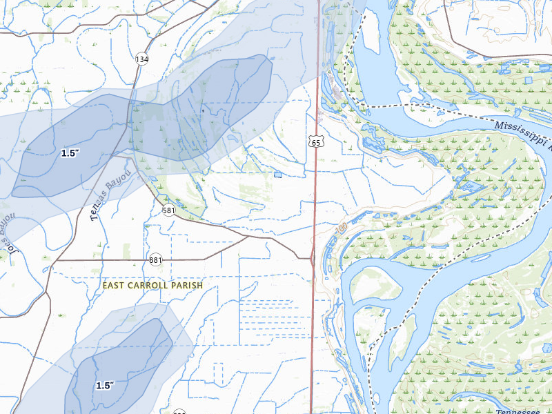 NEXRAD radar-signature map of the hail storm over Transylvania, LA on Mar 7, 2026