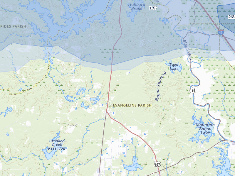 NEXRAD radar-signature map of the hail storm over Ville Platte, LA on May 8, 2026