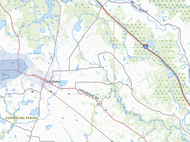 NEXRAD radar-signature map of the hail storm over Ville Platte, LA on Aug 6, 2026