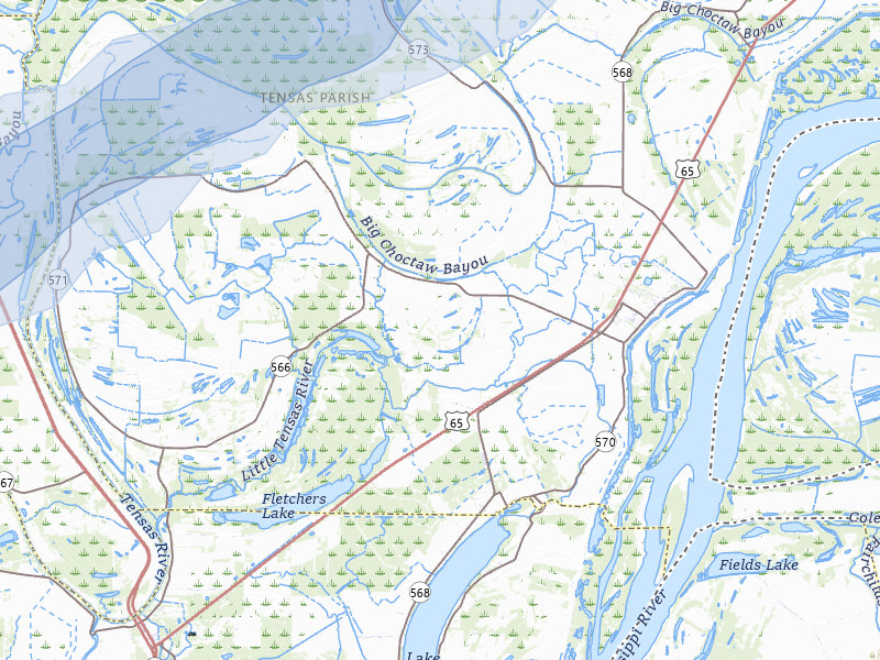 NEXRAD radar-signature map of the hail storm over Waterproof, LA on May 6, 2026