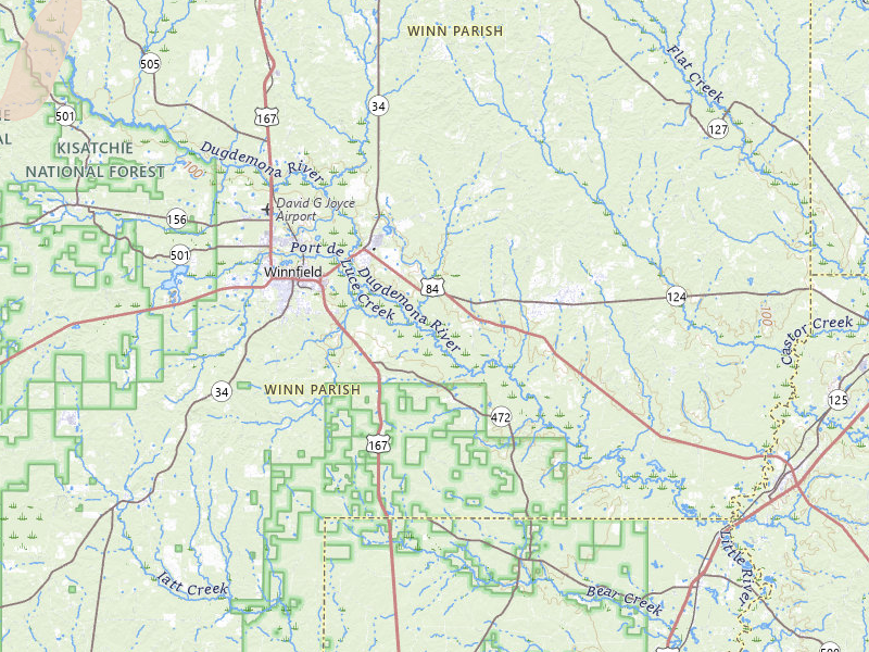 Radar-estimated hail-size map of the storm over Winnfield, LA on Mar 7, 2026