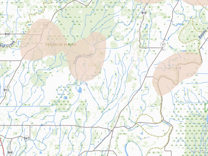 Radar-estimated hail-size map of the storm over Winnsboro, LA on May 22, 2026