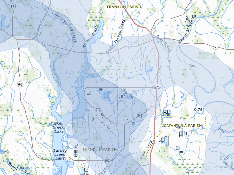 NEXRAD radar-signature map of the hail storm over Wisner, LA on May 8, 2026