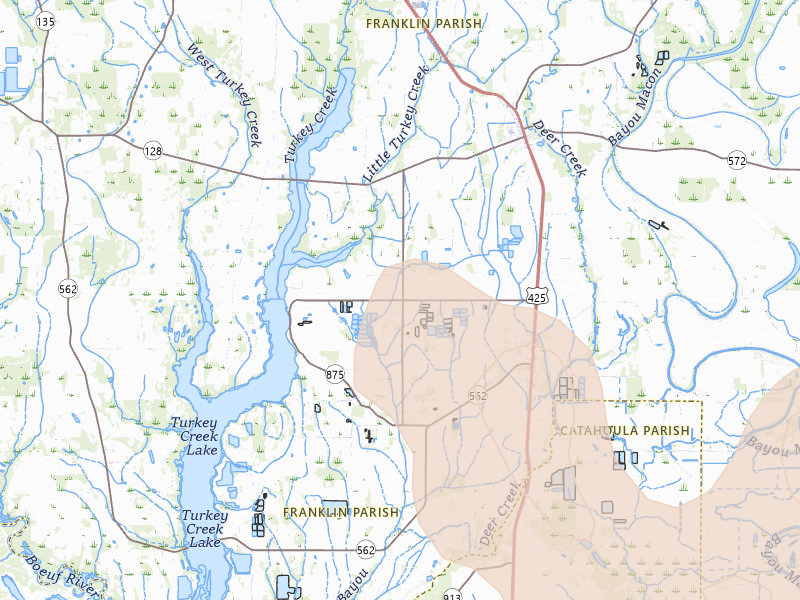Radar-estimated hail-size map of the storm over Wisner, LA on Aug 21, 2026