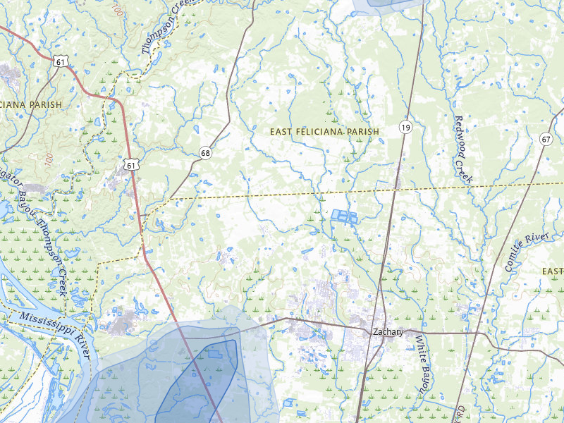 NEXRAD radar-signature map of the hail storm over Zachary, LA on Aug 21, 2026