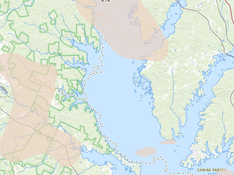 Radar-estimated hail-size map of the storm over Zwolle, LA on Apr 24, 2026