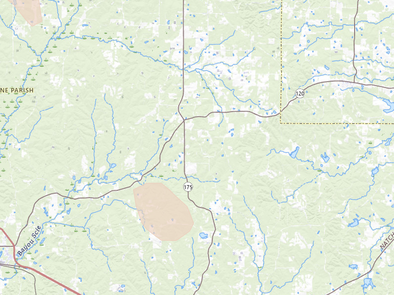 Radar-estimated hail-size map of the storm over Zwolle, LA on Aug 21, 2026