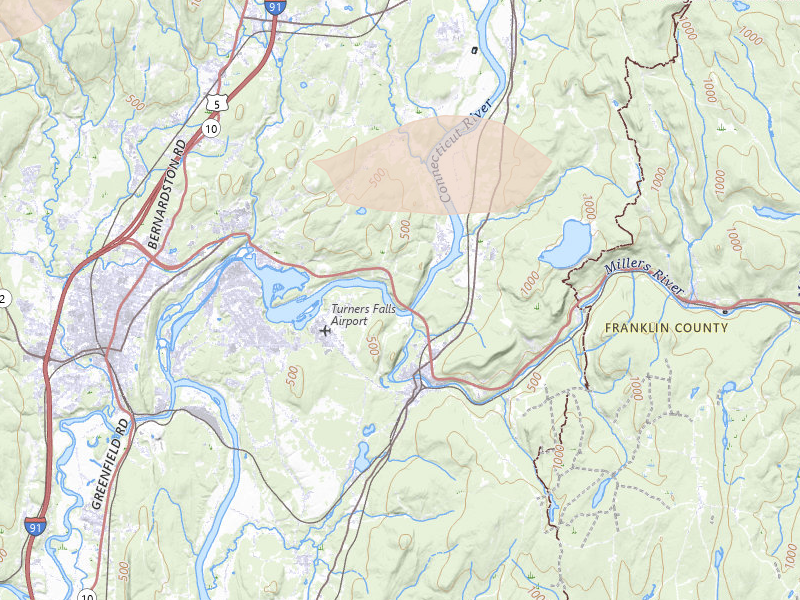 Radar-estimated hail-size map of the storm over Gill, MA on Jul 1, 2026