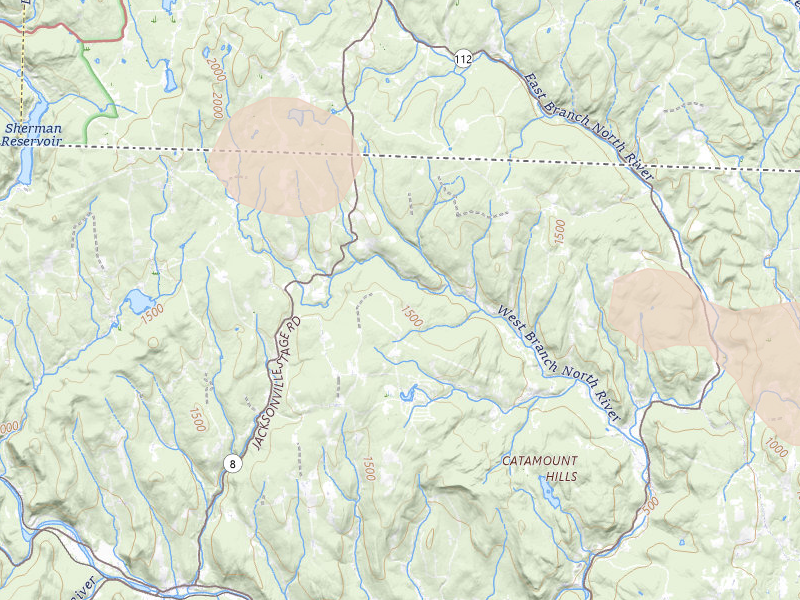 Radar-estimated hail-size map of the storm over Heath, MA on Jul 1, 2026