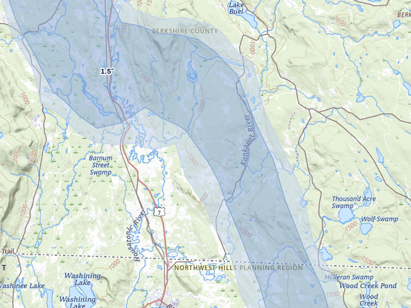 NEXRAD radar-signature map of the hail over Mill River, MA