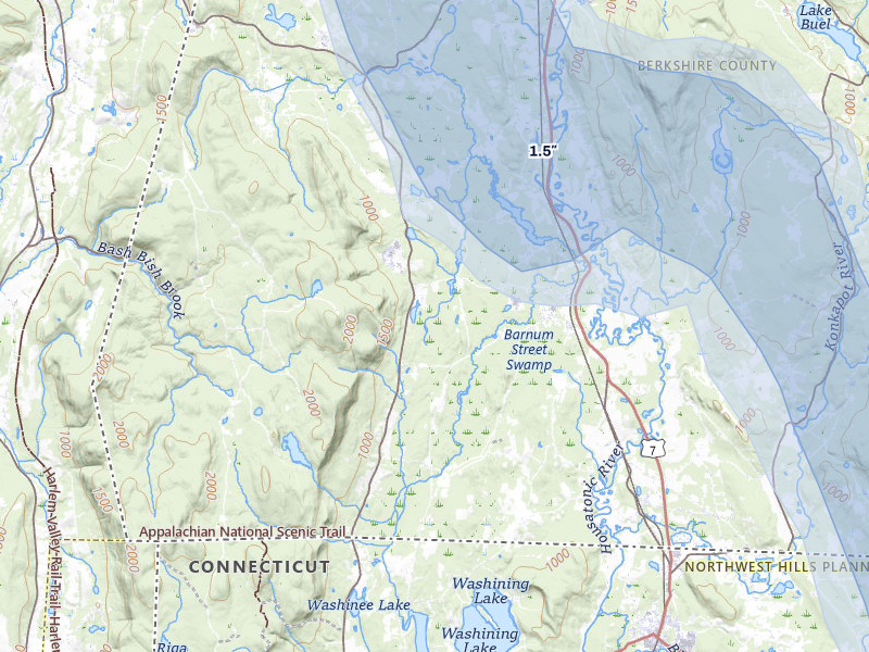 NEXRAD radar-signature map of the hail storm over Sheffield, MA on Jul 1, 2026