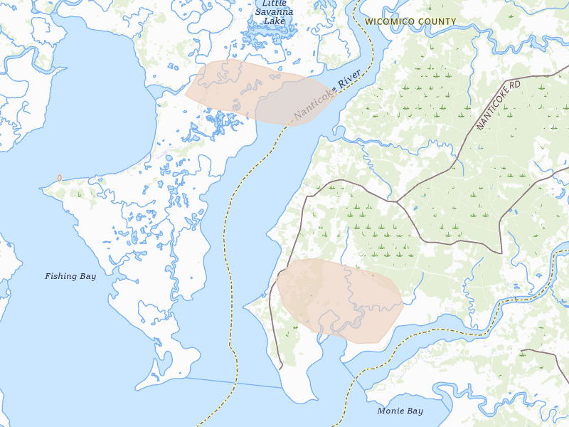 Radar-estimated hail-size map of the storm over Bivalve, MD on Jul 9, 2026