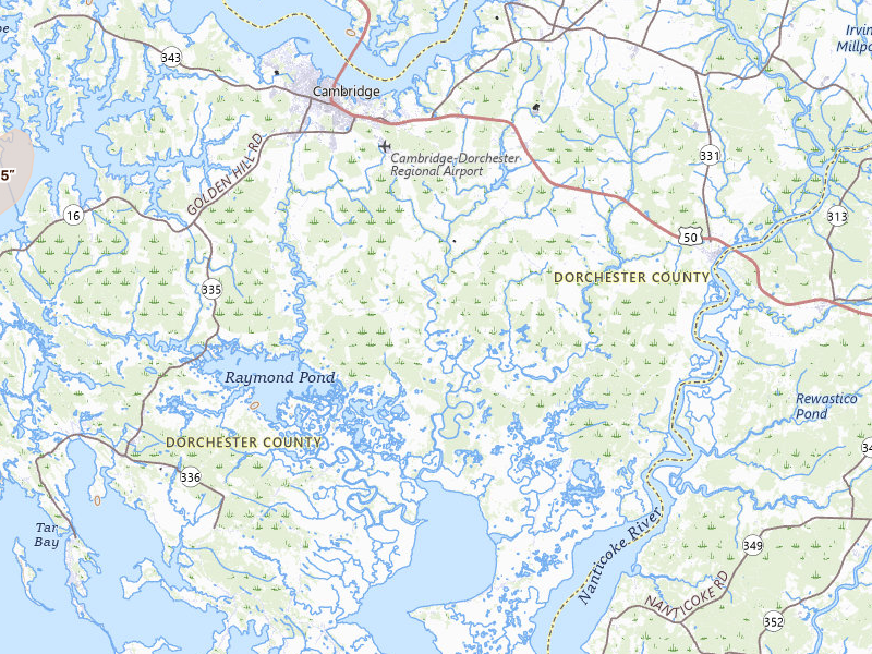 Radar-estimated hail-size map of the storm over Cambridge, MD on Jul 5, 2026